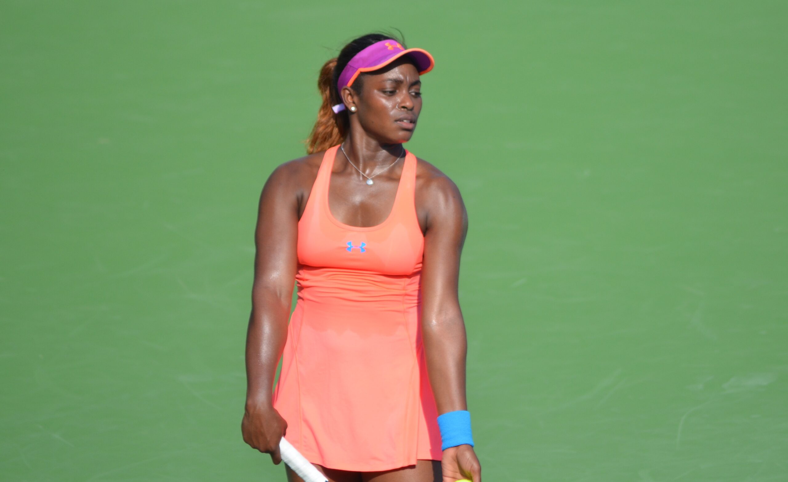 Sloane Stephens playing tennis in the UAE, 2014.